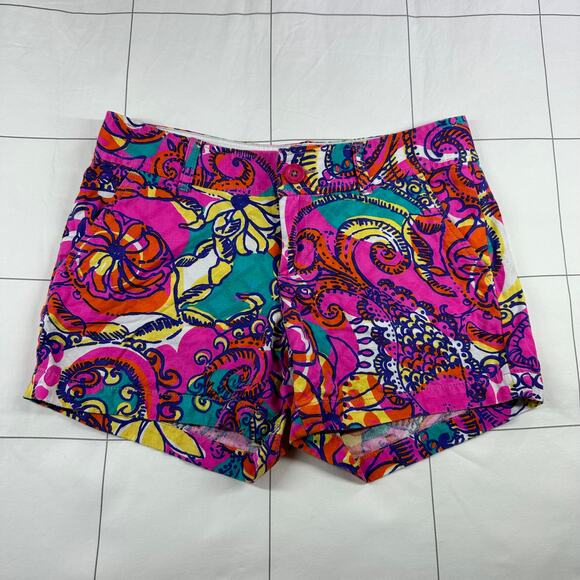 Lilly Pulitzer Shorts Womens 4 Pink Multi Callahan Sea and Be Seen Resort Preppy - Picture 1 of 12